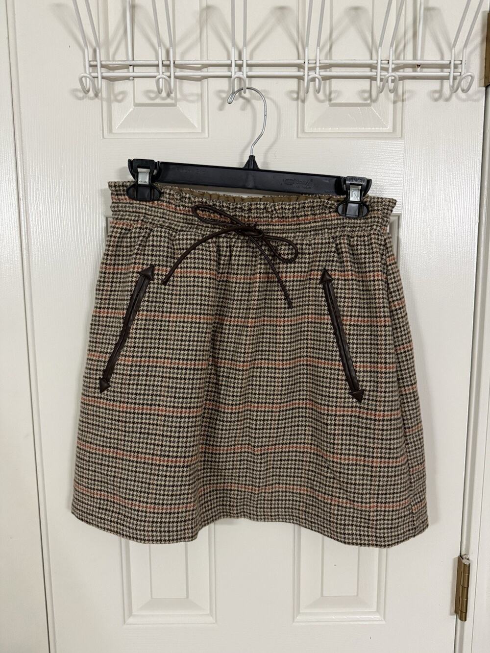 Tuckernuck Pomander Place Women’s Plaid Tweet Fall Drawstring Pull On Skirt S